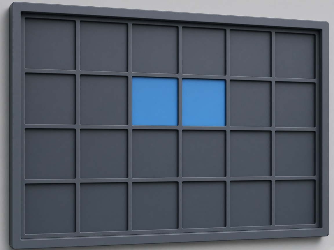 Abstract grid of empty schedule cells with two azure blocks